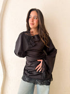 Satin Blouse with Lace