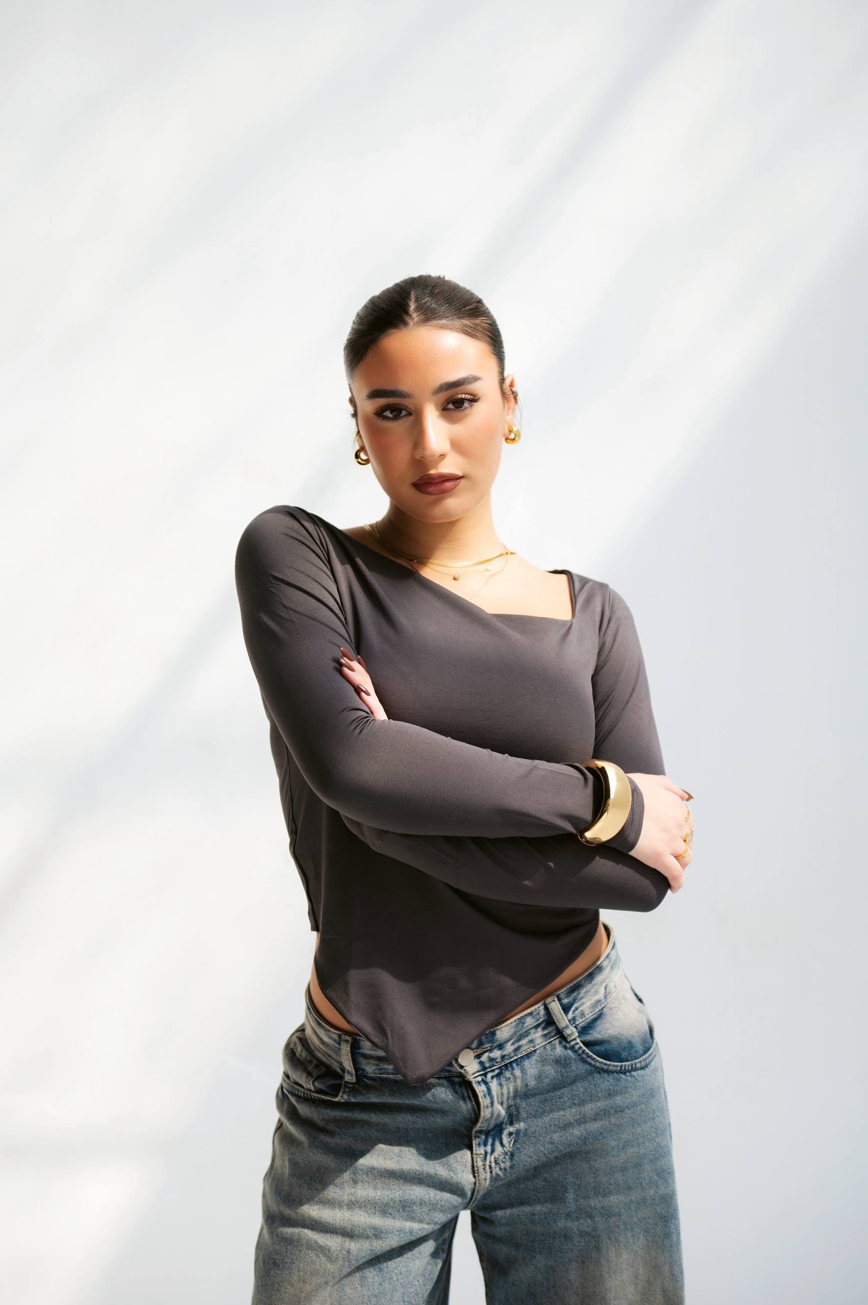 Tilted V Neck Top 03