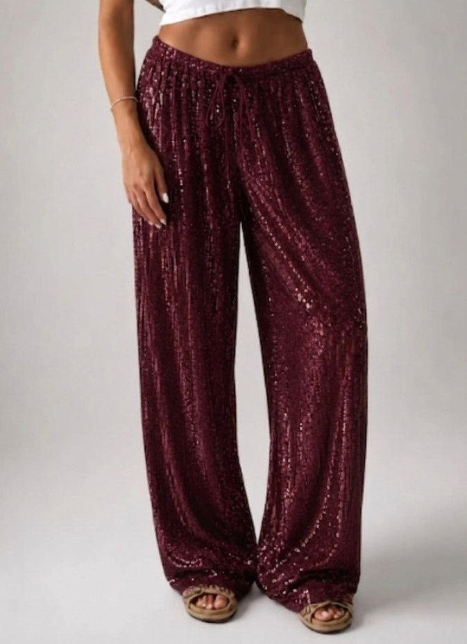 Sequin sparkle wide leg pants
