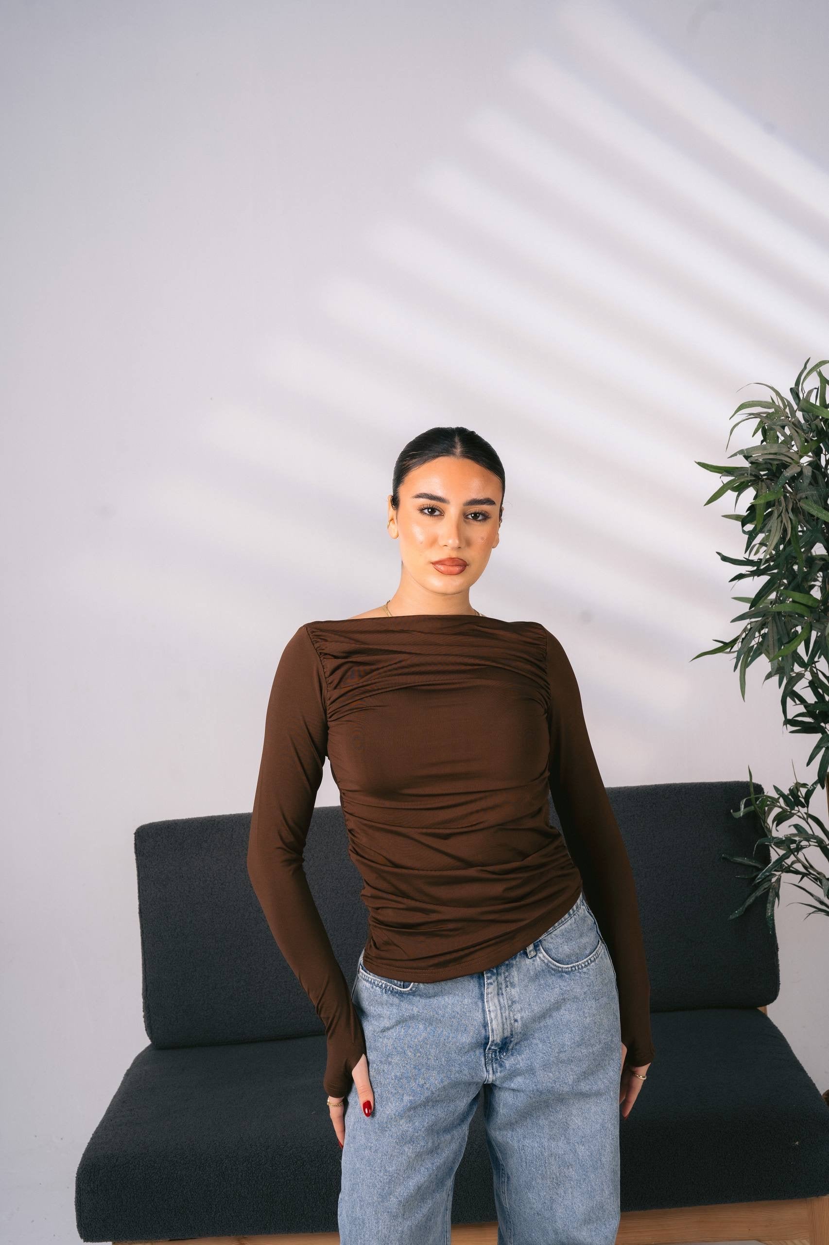 Ruched Long-Sleeve Top 01