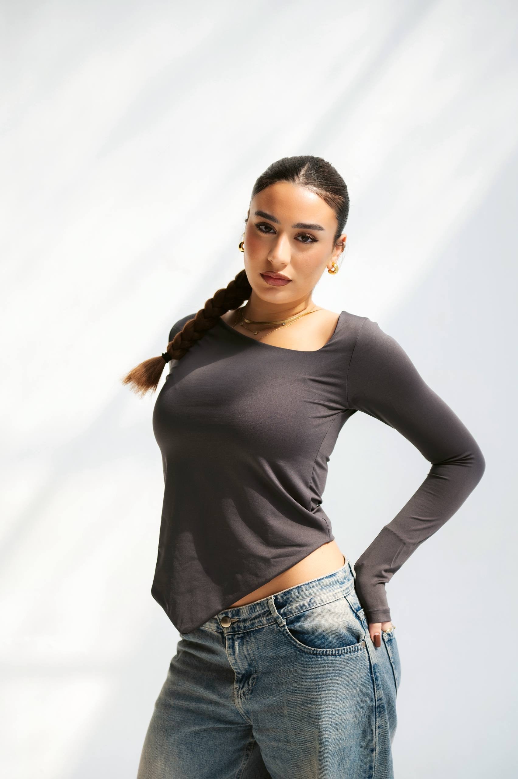 Tilted V Neck Top 03