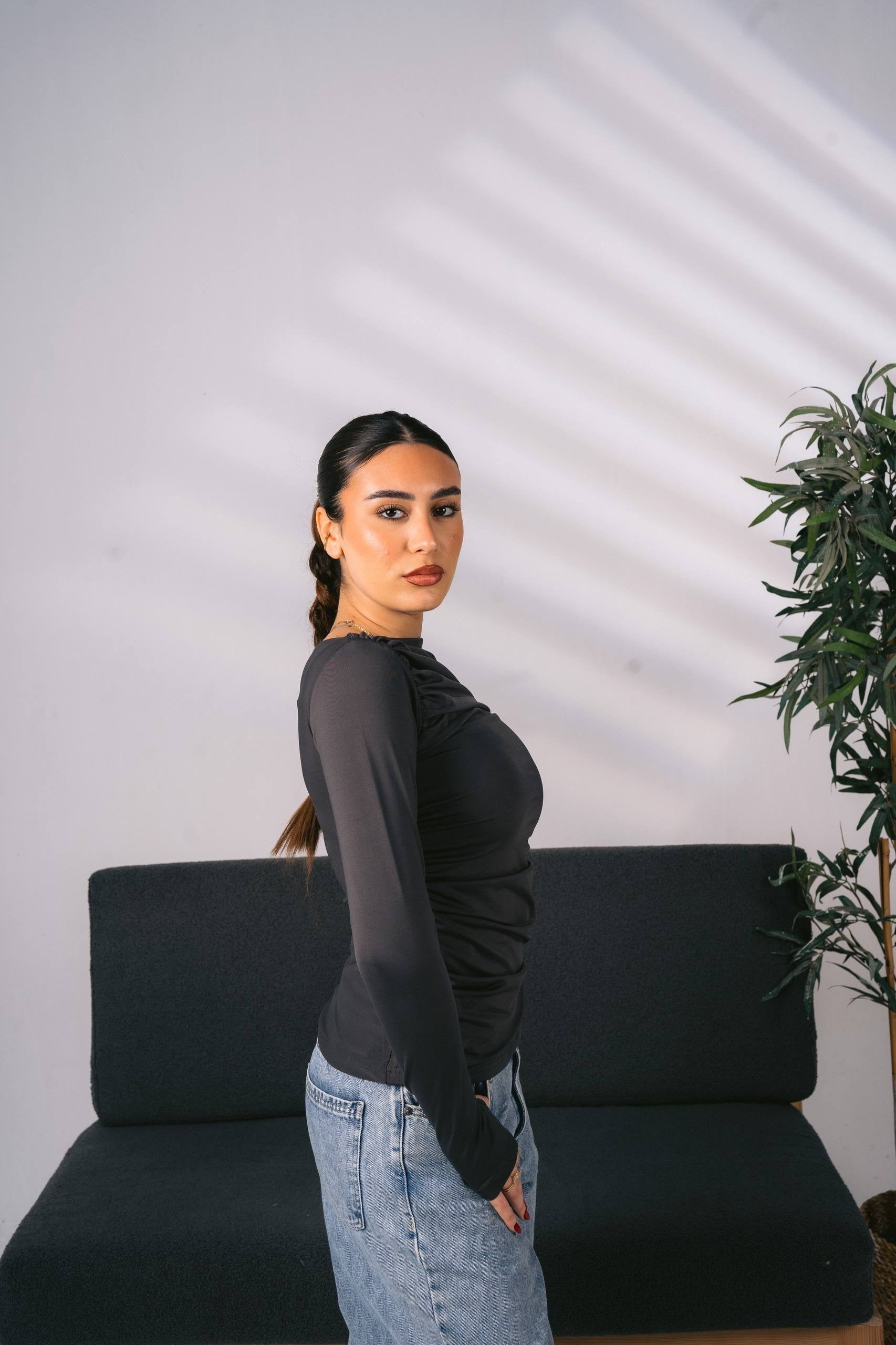 Ruched Long-Sleeve Top 01