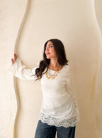 Satin Blouse with Lace
