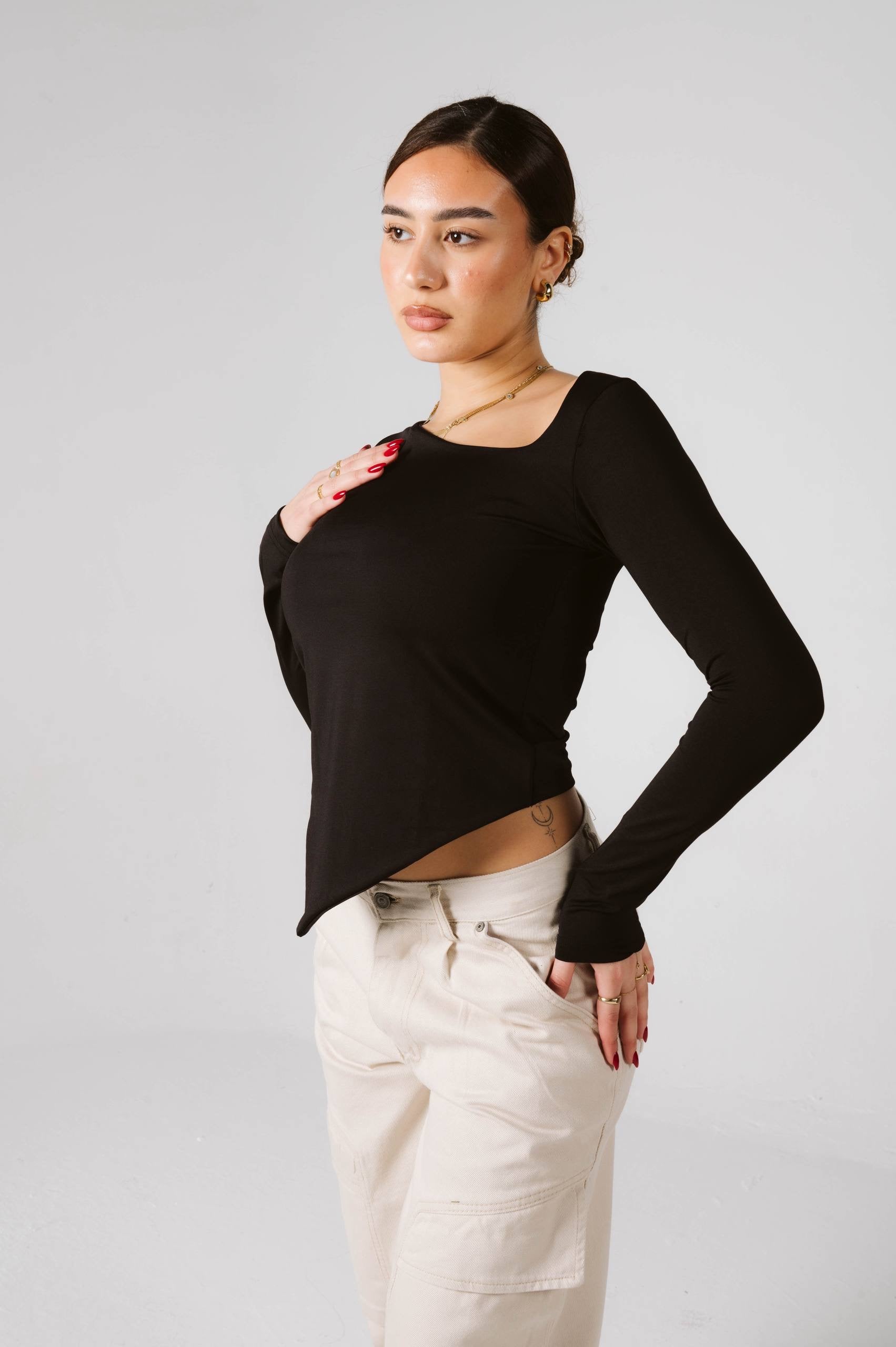 Tilted V Neck Top 03