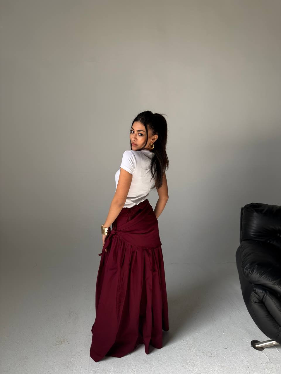 Skirt poplin with scarf