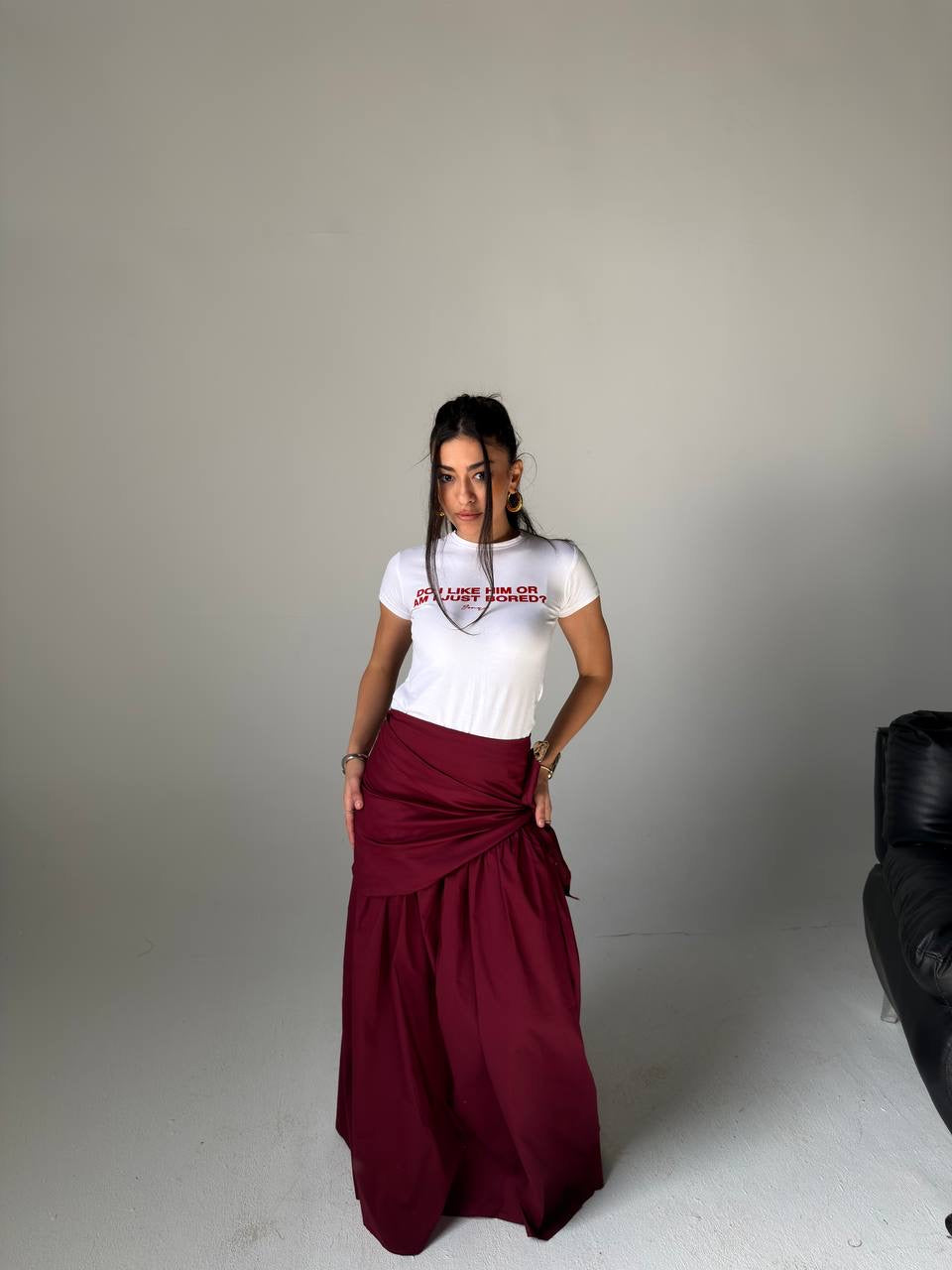 Skirt poplin with scarf