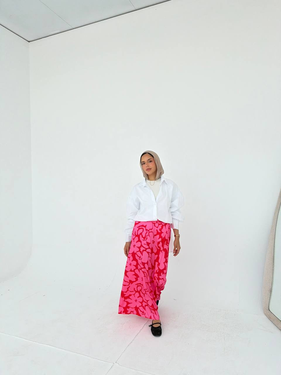 Satin printed Skirt