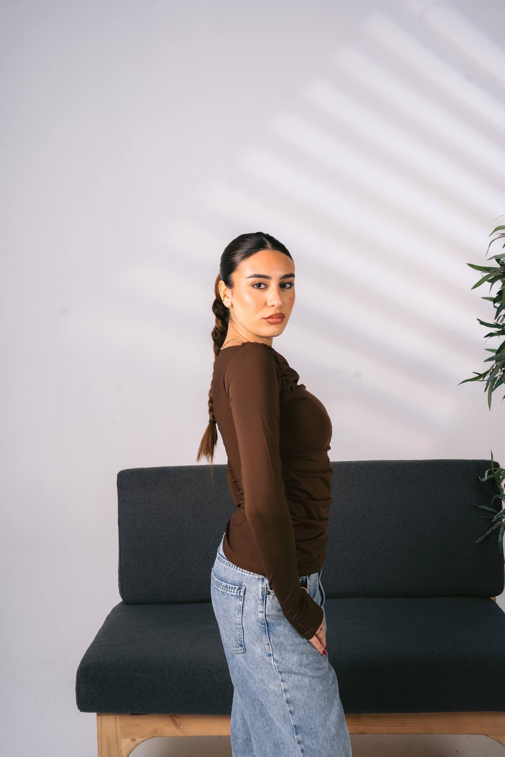 Ruched Long-Sleeve Top 01