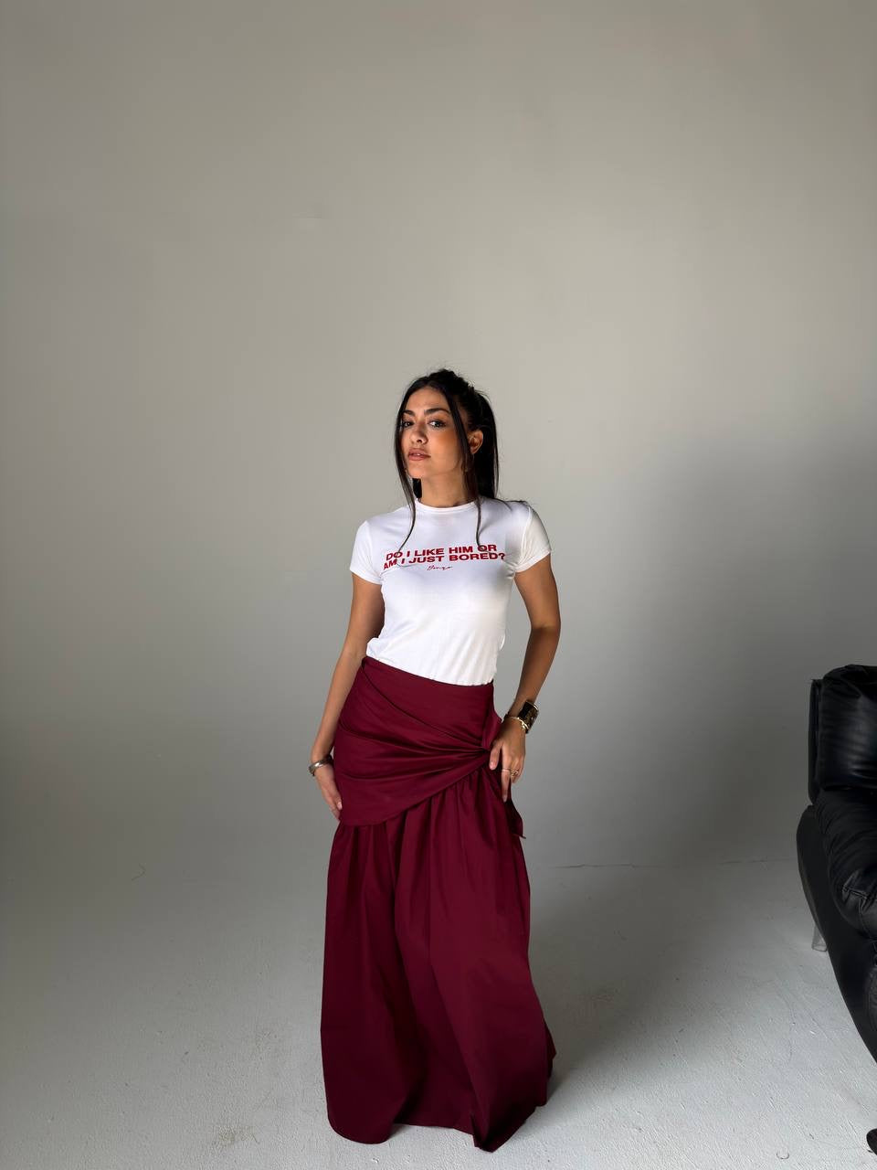 Skirt poplin with scarf