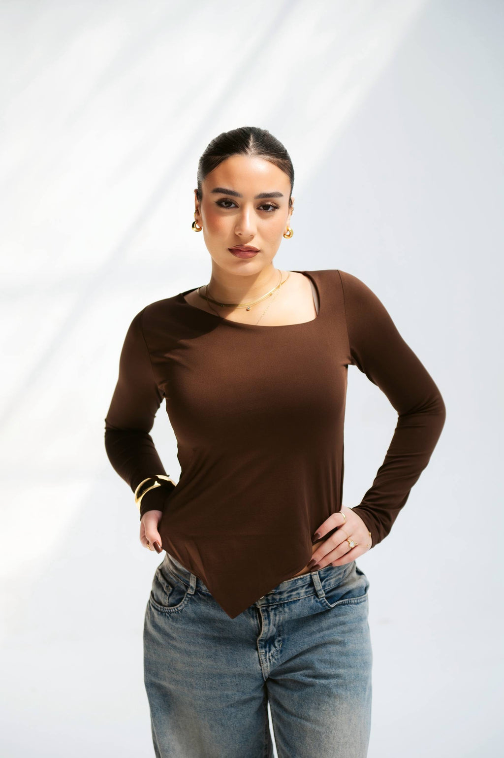 Tilted V Neck Top 03
