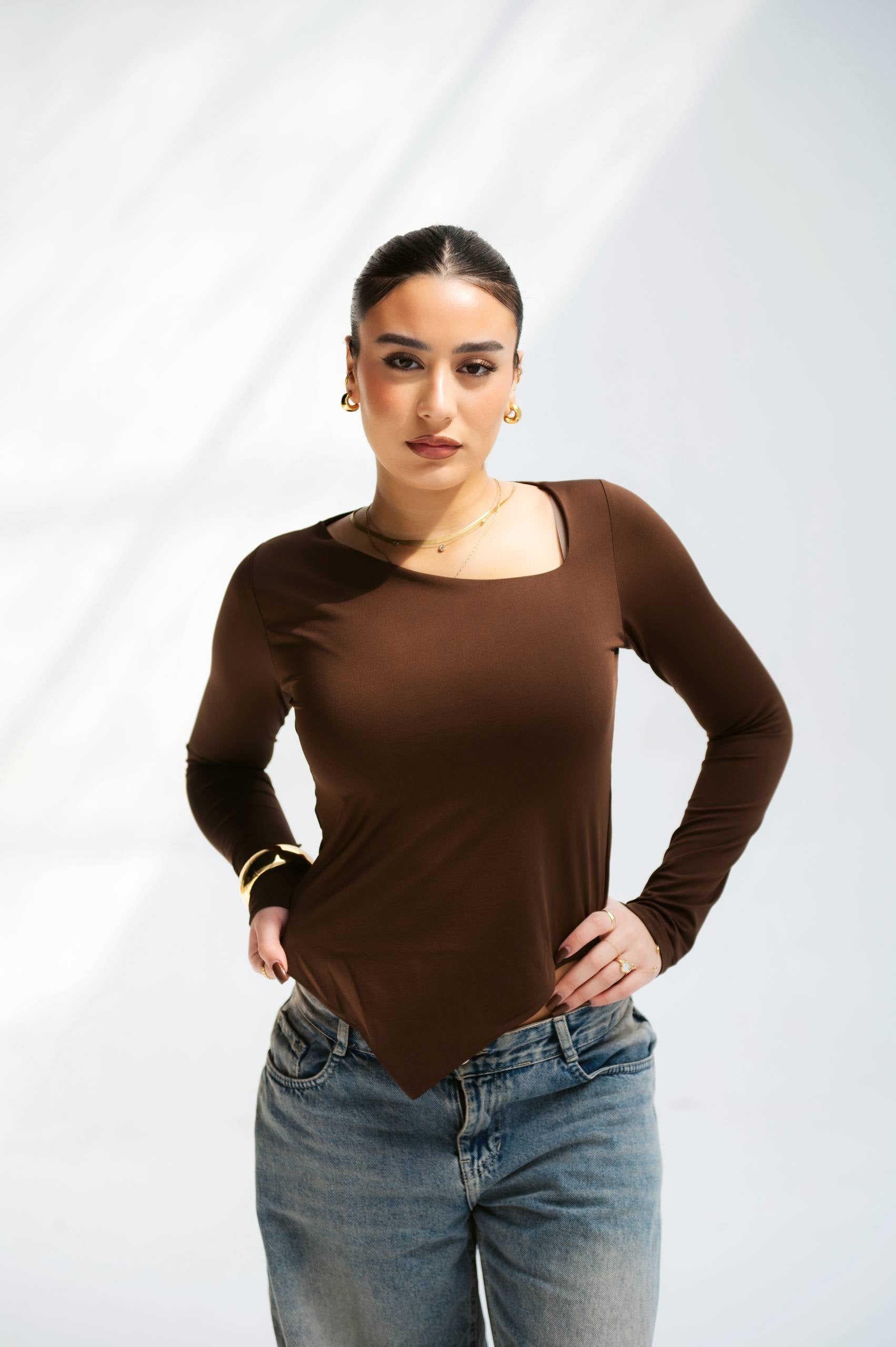 Tilted V Neck Top 03