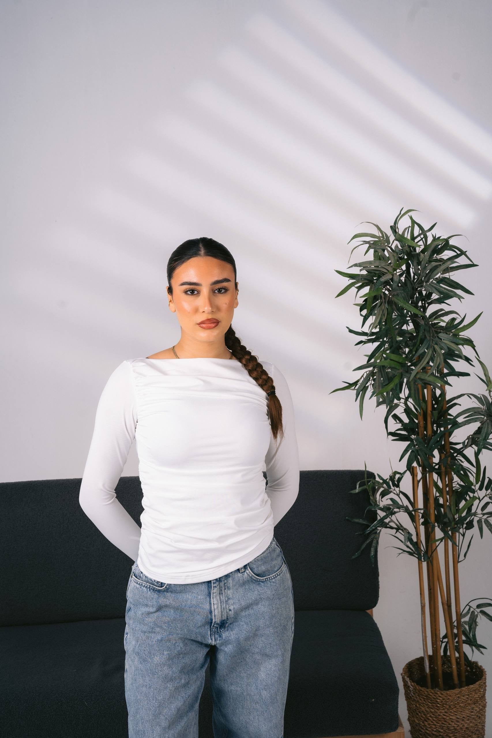 Ruched Long-Sleeve Top 01