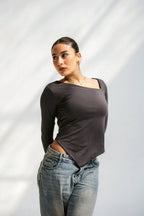 Tilted V Neck Top 03