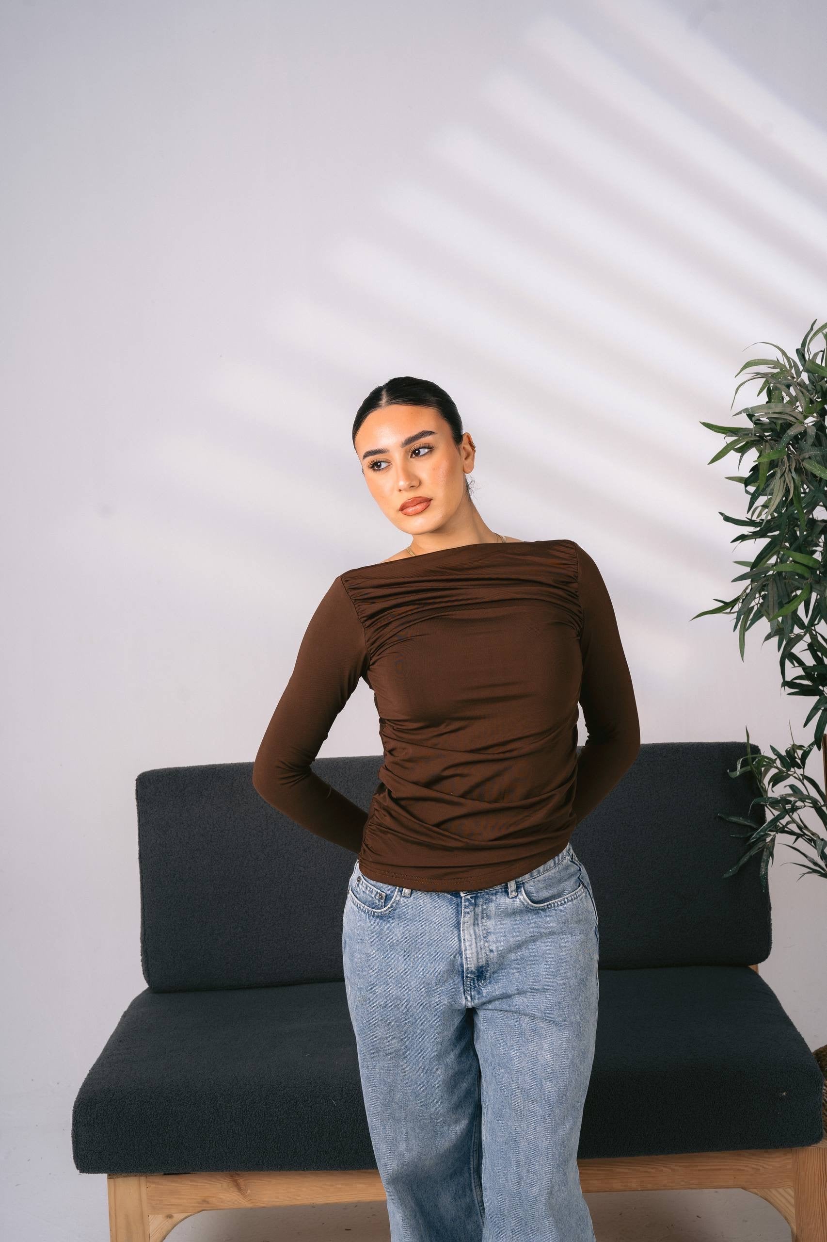 Ruched Long-Sleeve Top 01