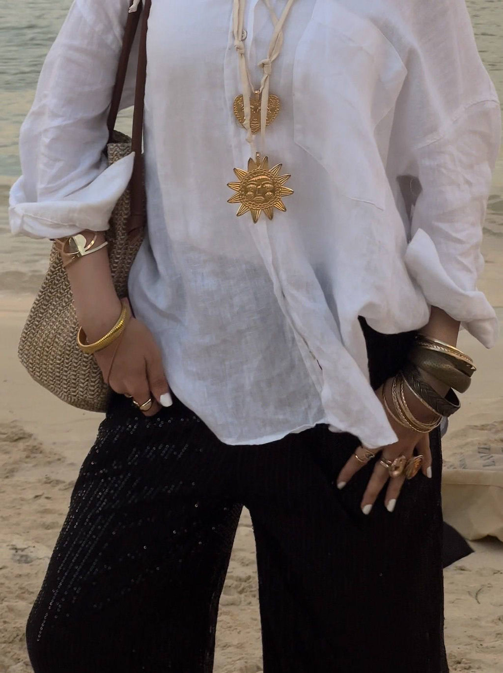 Sequin sparkle wide leg pants