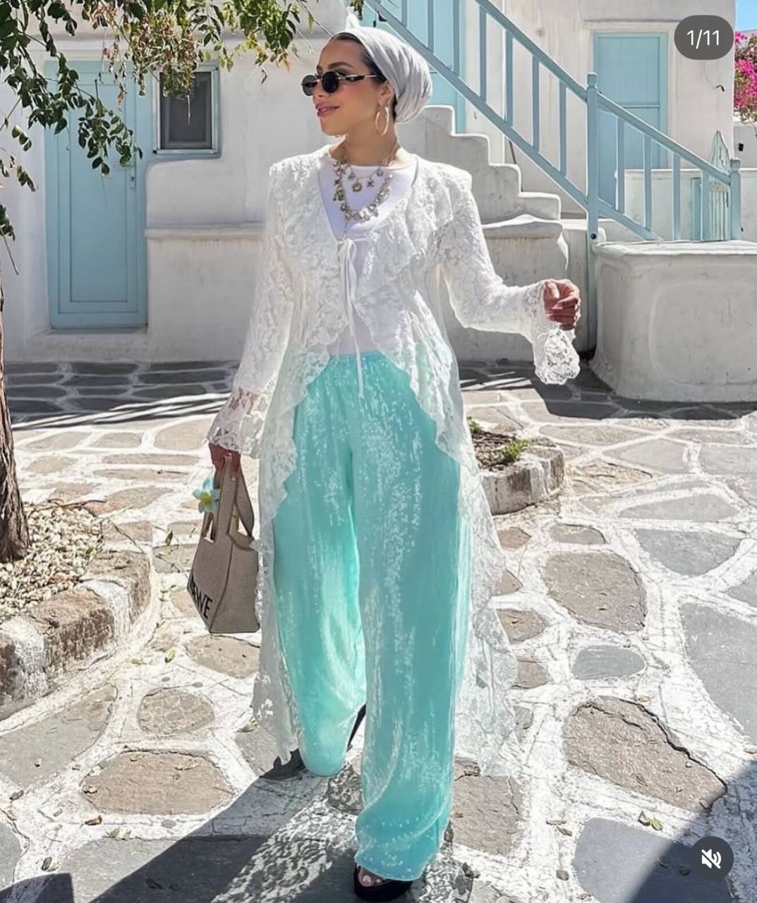 Sequin sparkle wide leg pants