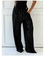 Sequin sparkle wide leg pants