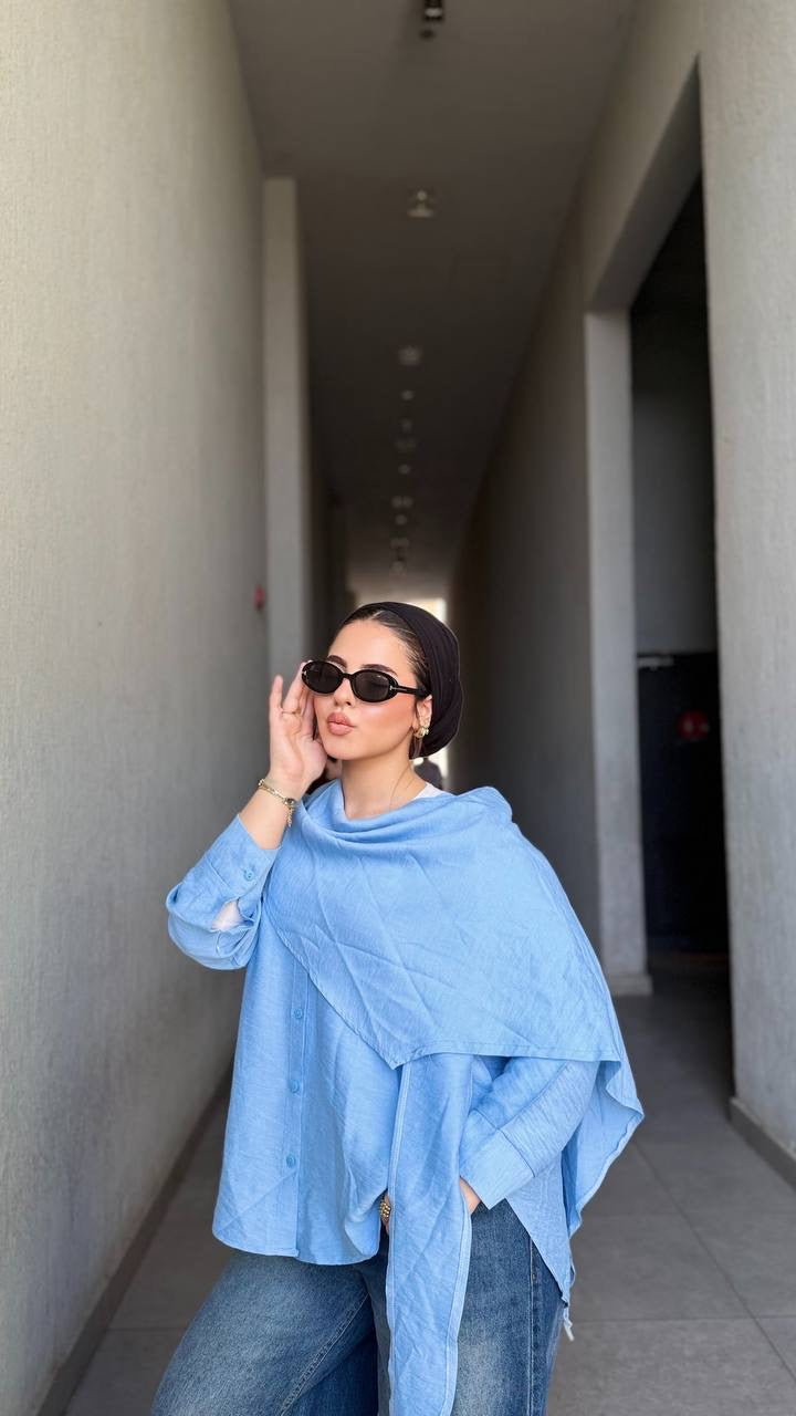 Linen scarf shirt