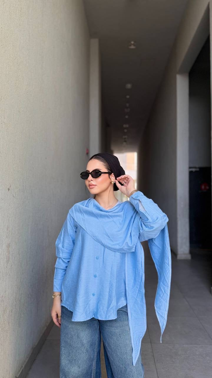 Linen scarf shirt