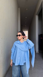Linen scarf shirt