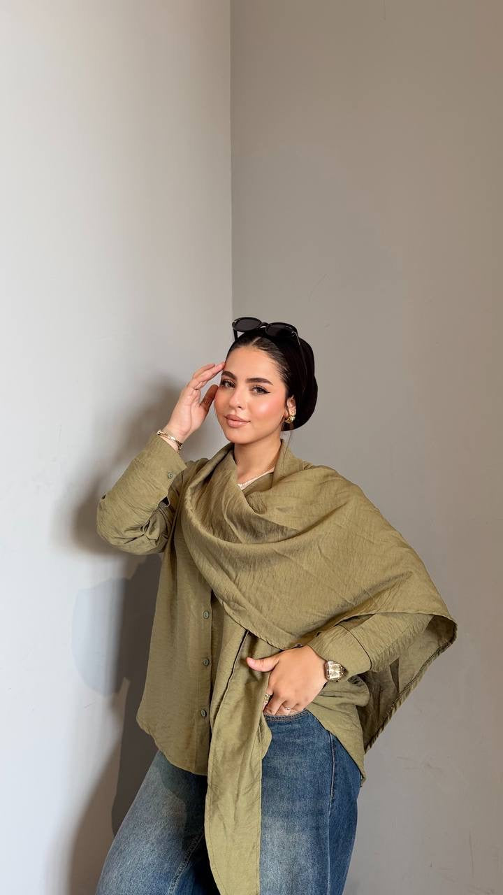 Linen scarf shirt