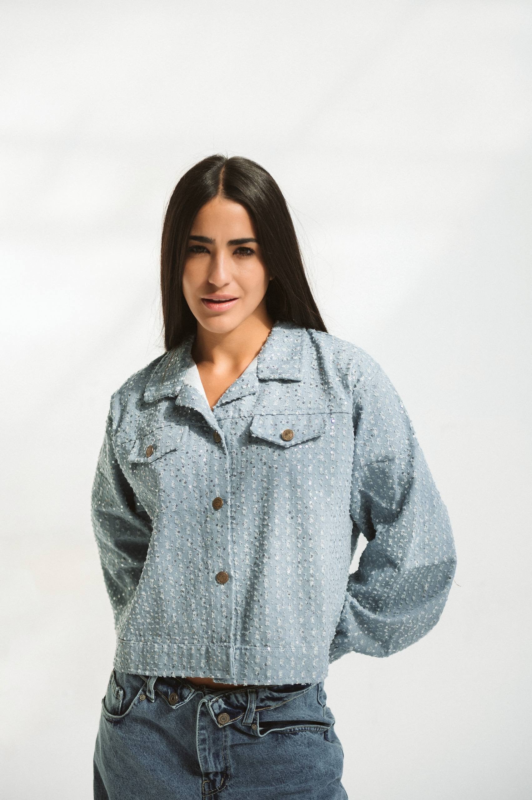 Jeans jacket sparkles