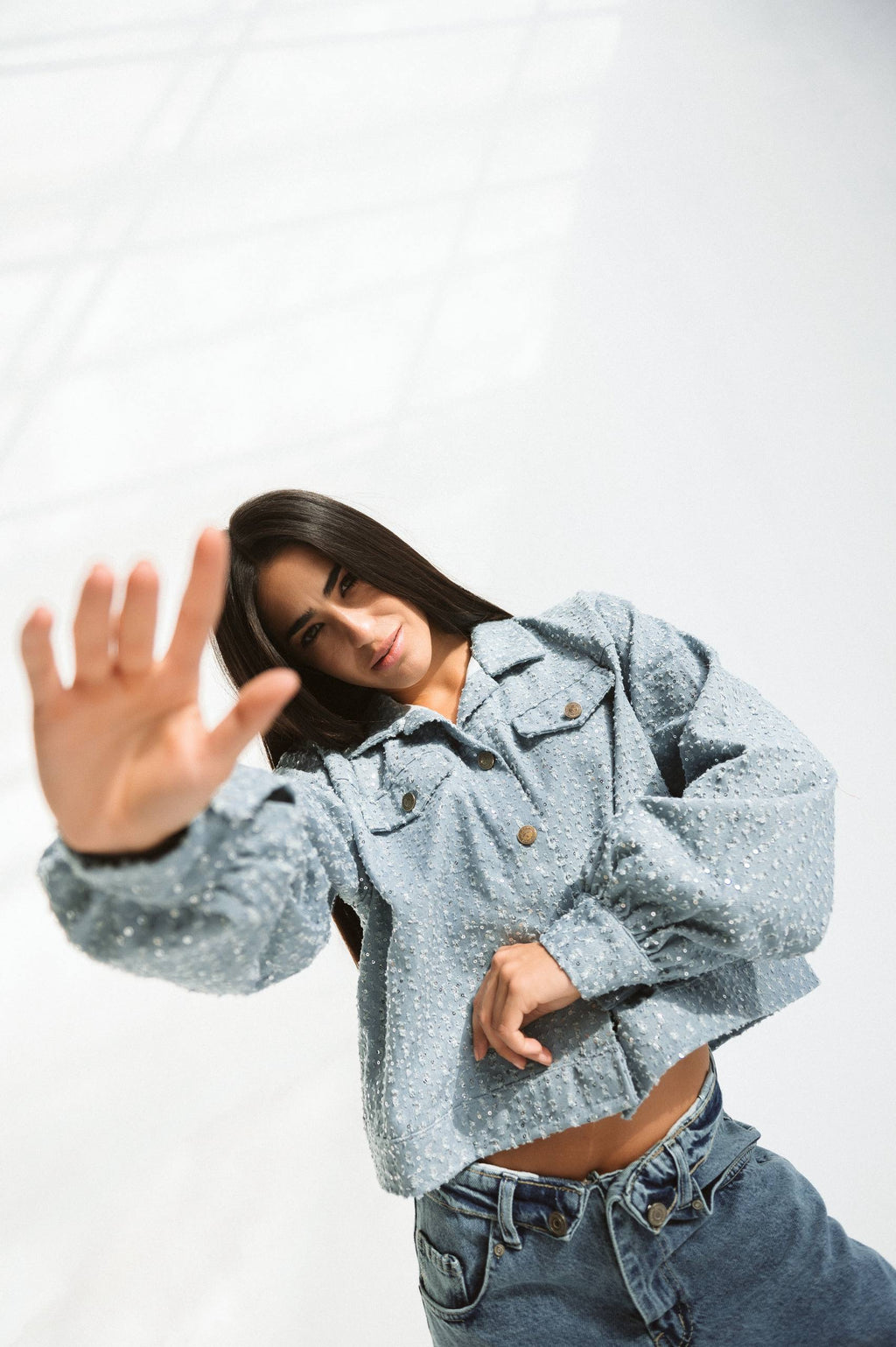 Jeans jacket sparkles