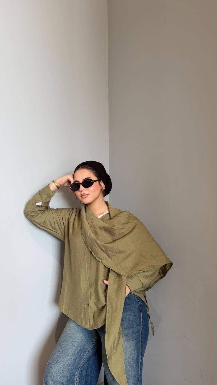 Linen scarf shirt
